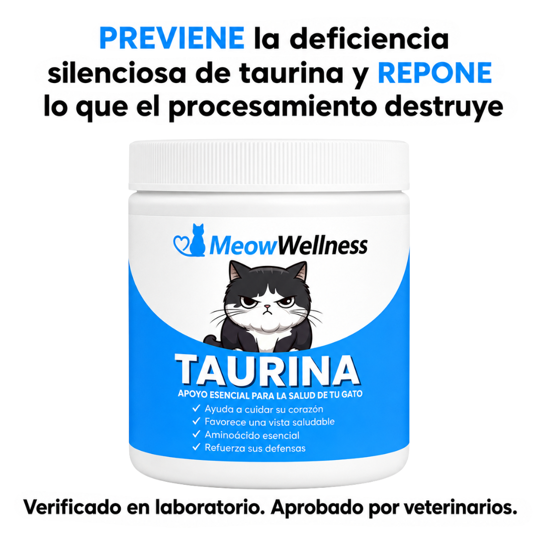 Detén la Deficiencia Silenciosa Antes de Ver las Señales – Suplemento de Taurina MeowWellness™